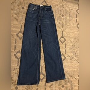 Re/Done High Rise Straight Wide Leg Jeans Size 27 Dark Wash Button Fly